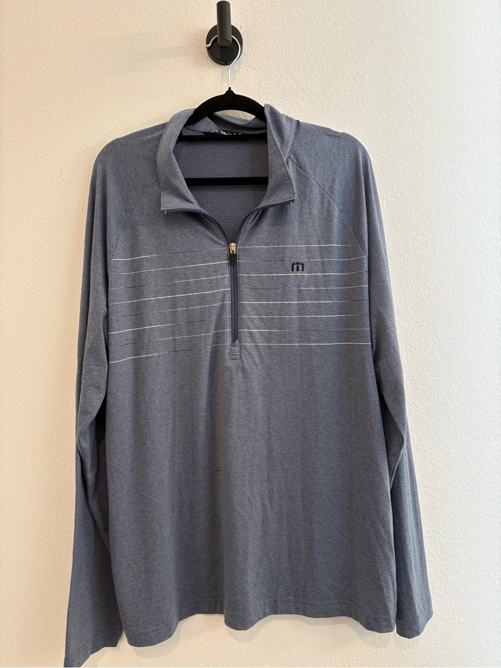 Travis Mathew Men's Heather Blue Gray Quarter-Zip Polo